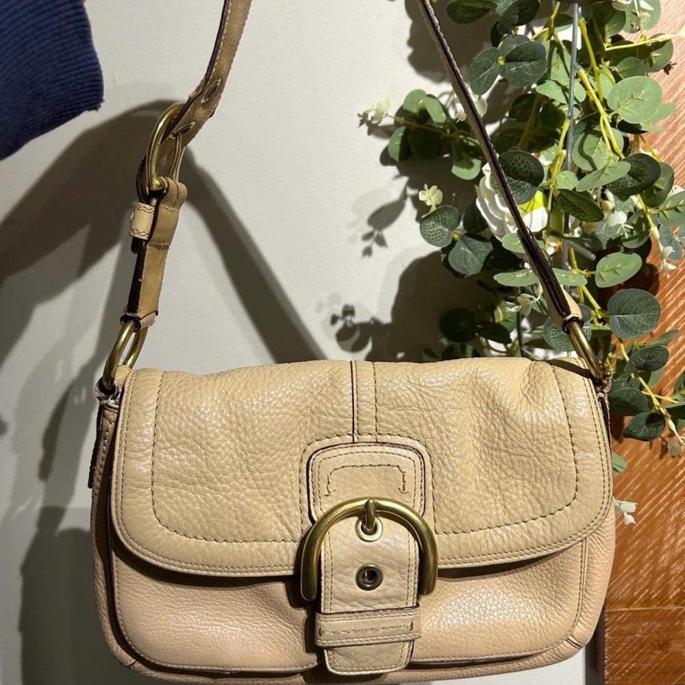 Coach Beige Pebbled Soho with Gold Hardware